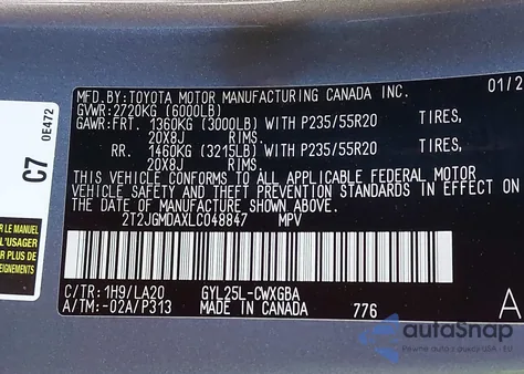 2020 Lexus Rx 450H z USA, uszkodzony, nr VIN 2T2JGMDAXLC048847